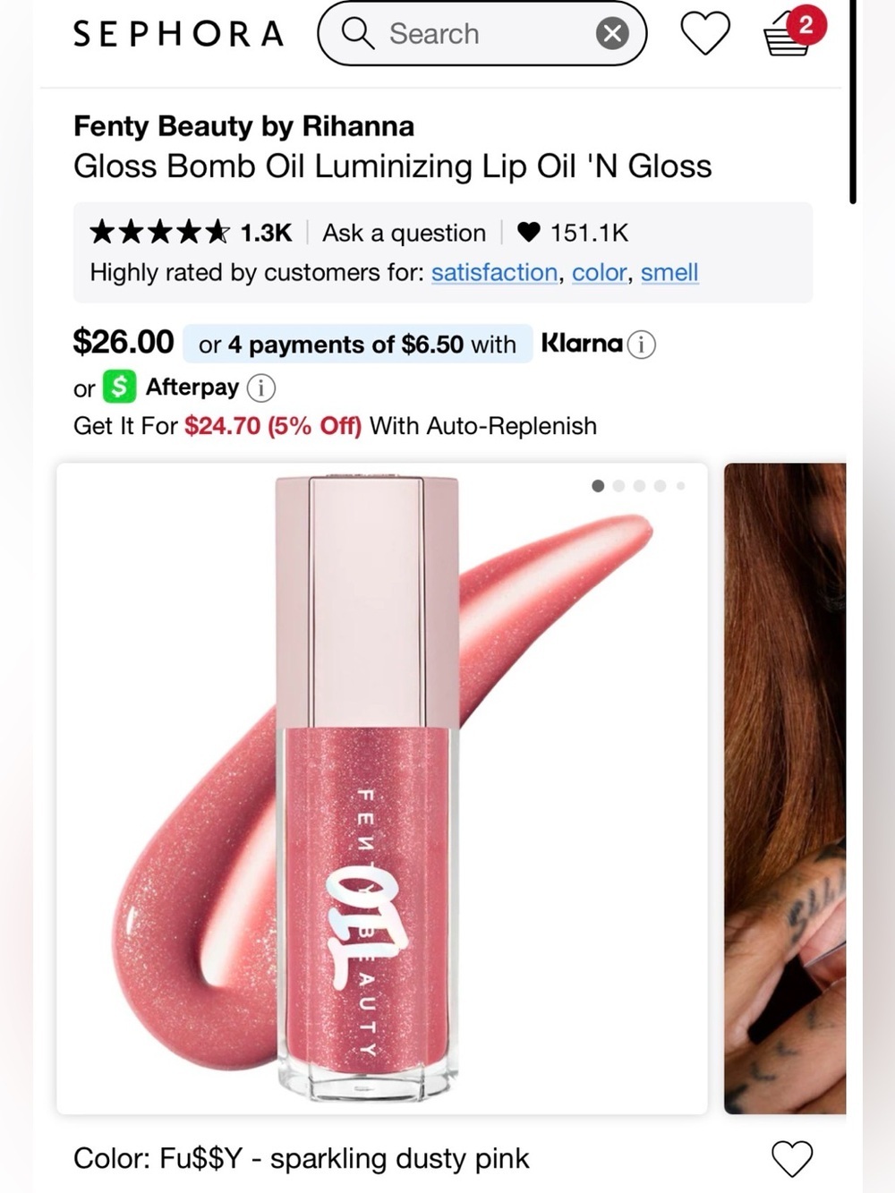 Fenty Beauty Gloss Bomb Oil Luminizing Lip Oil - Shimmery Rose Pink